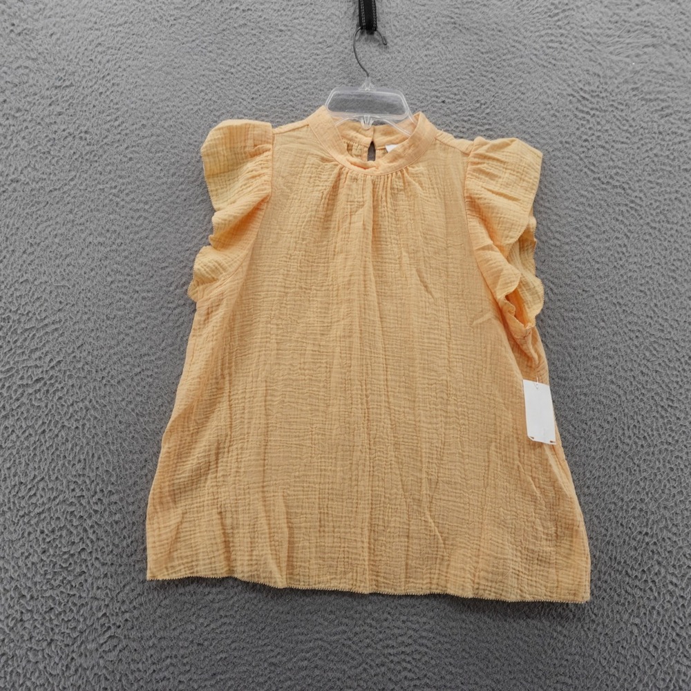 Joes Jeans Apricot Sherbet Gauze Mock Neck Flutter‎ Sleeve Top Womens Medium NEW
